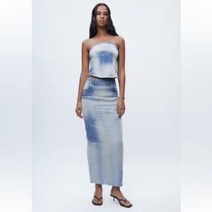 Zara long denim skirt size M